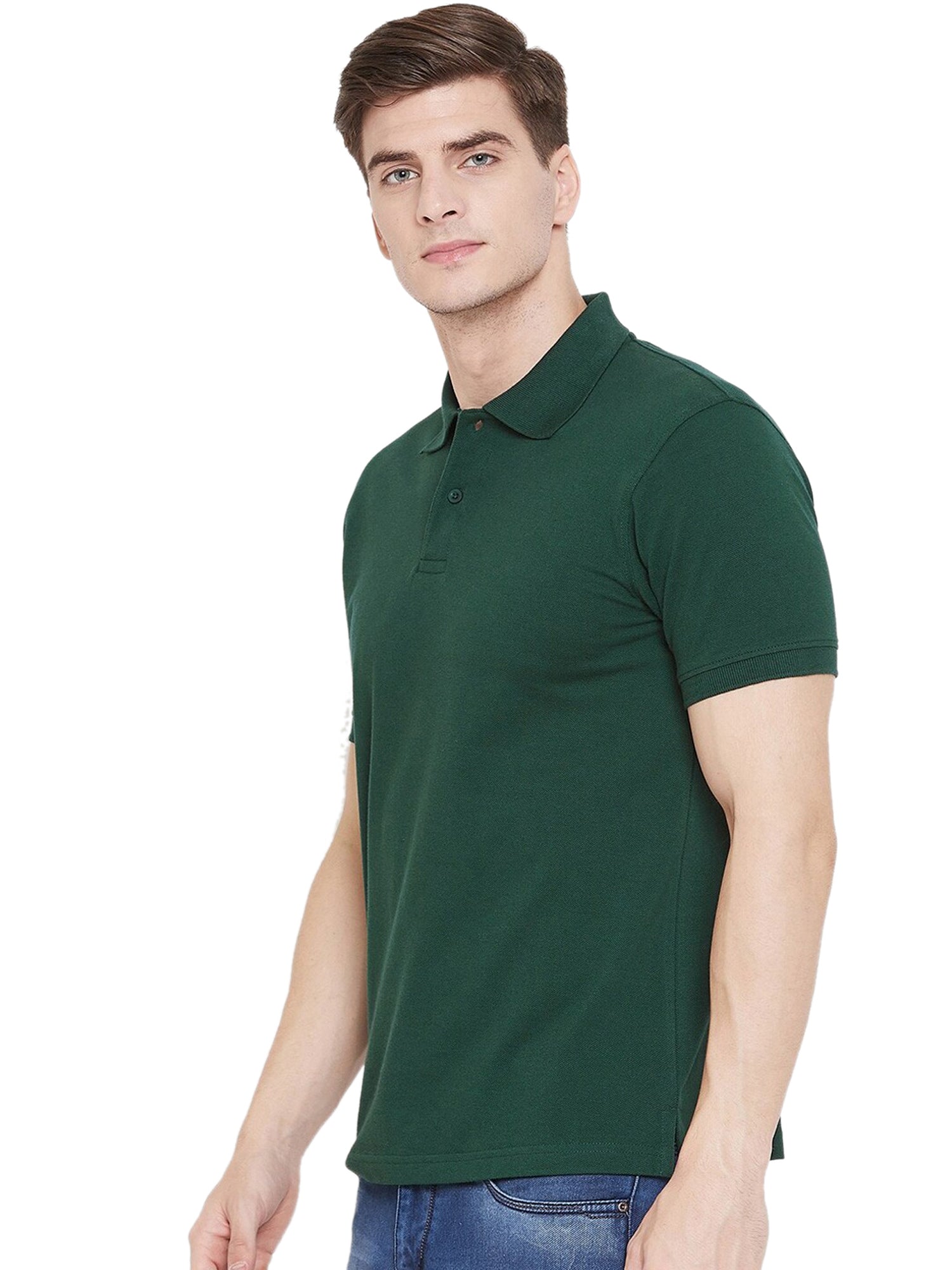 Cotton Blend Solid Half Sleeves Mens Polo T-Shirt Roposo Clout