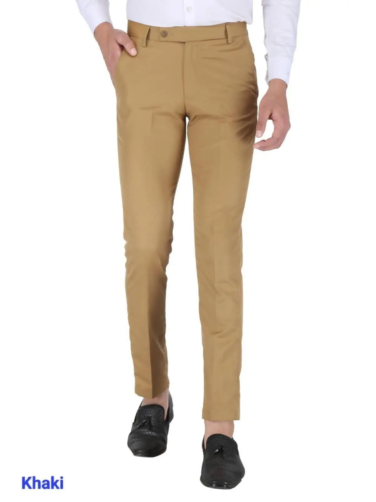 Mens Cotton Stretchable Solid Formal Trouser - shoponez.com