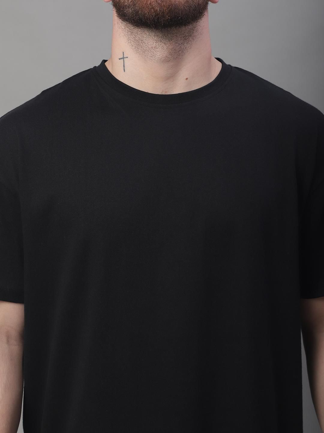 DOOR74 MENS SOLID BLACK COLOR OVERSIZE FIT TSHIRT Roposo Clout