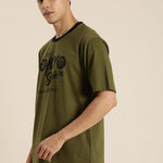 Dillinger Olive Typographic Oversized T-shirt Roposo Clout