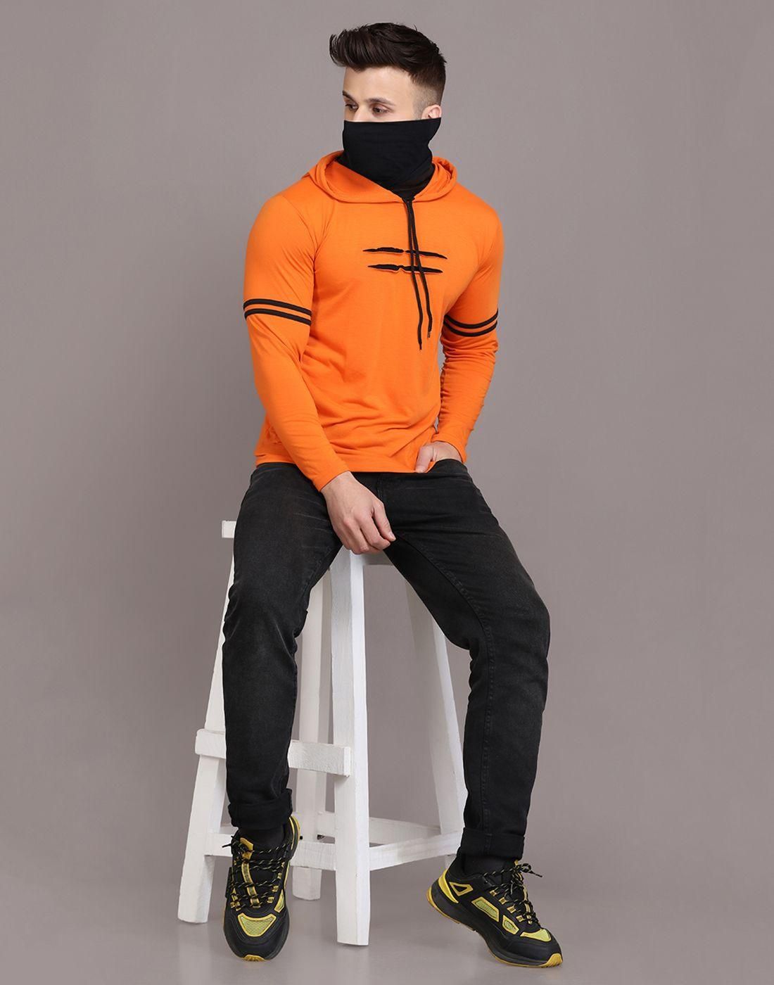 Denzolee Colorblocked Men's Hooded T-Shirt With Mask Roposo Clout