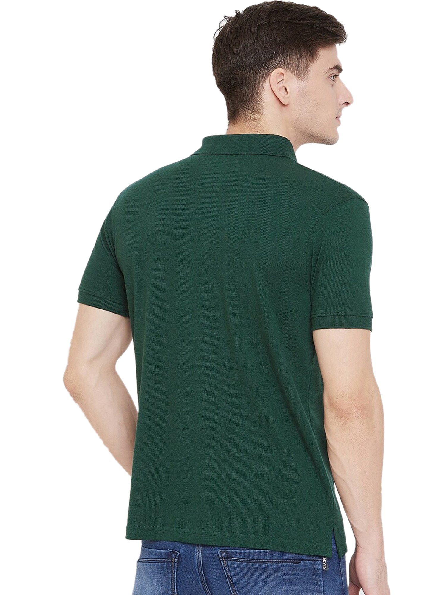 Cotton Blend Solid Half Sleeves Mens Polo T-Shirt Roposo Clout