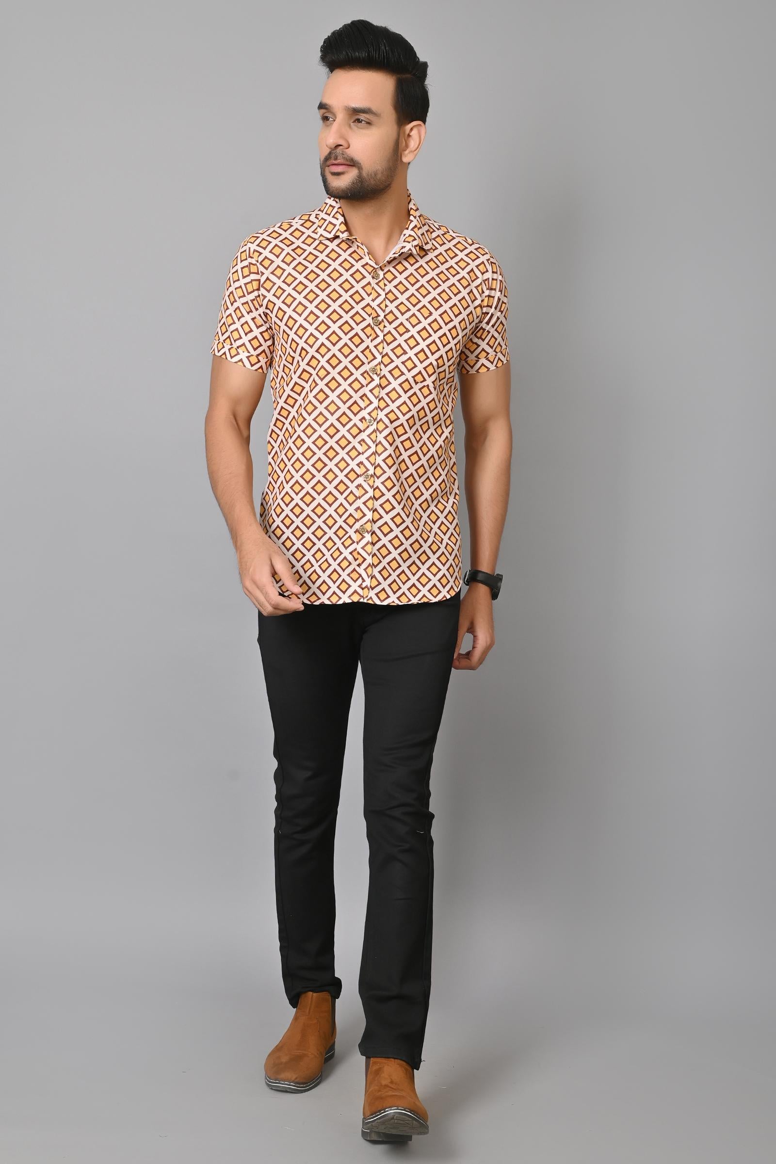 Gasperity Cotton Printed Half Sleeves Mens Casual Shirt Roposo Clout