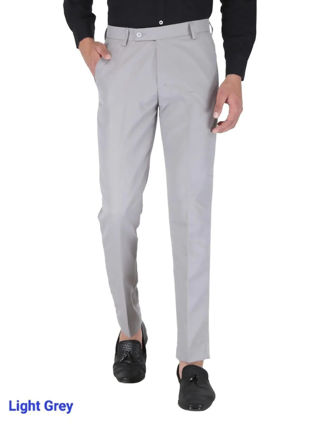 Mens Cotton Stretchable Solid Formal Trouser - shoponez.com