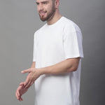 DOOR74 MENS SOLID WHITE COLOR OVERSIZE FIT TSHIRT Roposo Clout