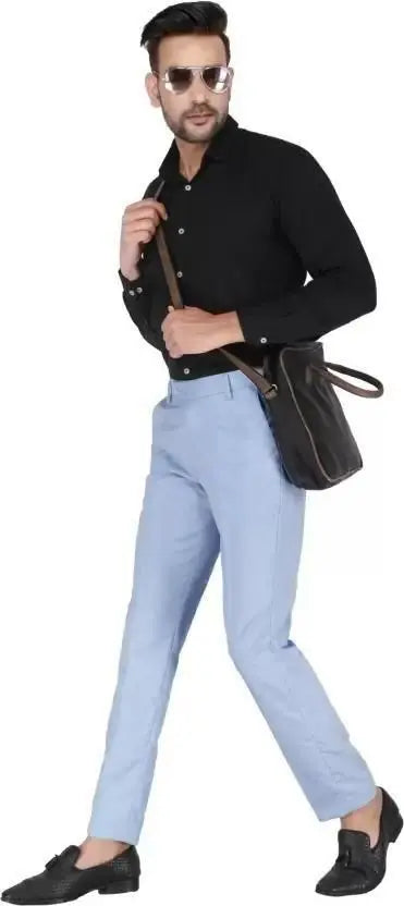 Mens Cotton Stretchable Solid Formal Trouser - shoponez.com