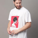 DOOR74 MENS PRINTED WHITE OVERSIZE TSHIRT Roposo Clout