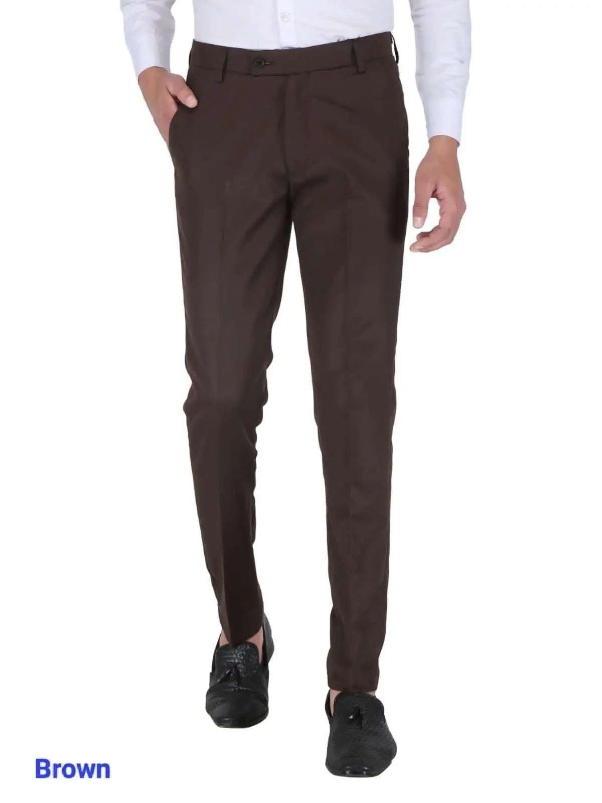 Mens Cotton Stretchable Solid Formal Trouser - shoponez.com