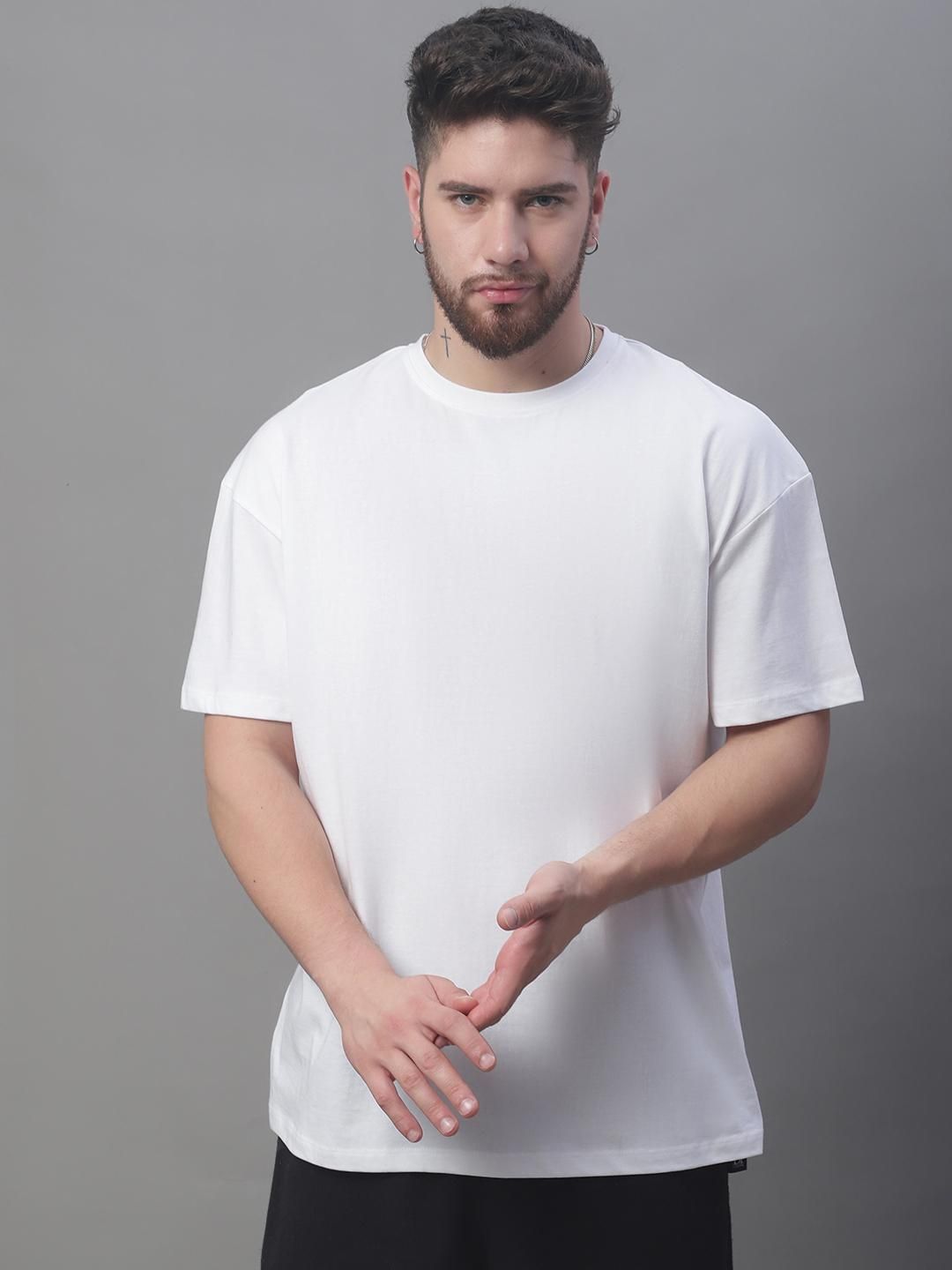 DOOR74 MENS SOLID WHITE COLOR OVERSIZE FIT TSHIRT Roposo Clout