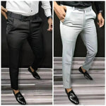 Lycra Solid Slim Fit Mens Formal Trouser Pack of 2 Roposo Clout