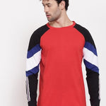 Cotton Color Block Full Sleeves Mens Round Neck T-Shirt Roposo Clout