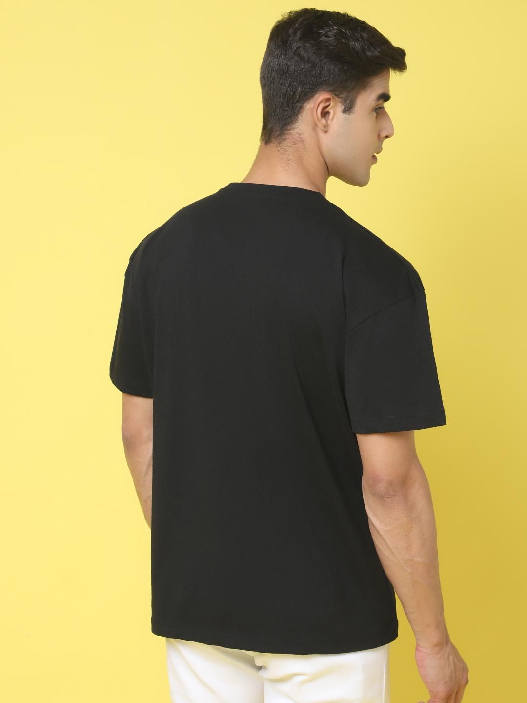 DOOR74 MENS PRINTED BLACK OVERSIZE TSHIRT Roposo Clout