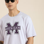 Dillinger Lavender Typographic Oversized T-shirt Roposo Clout