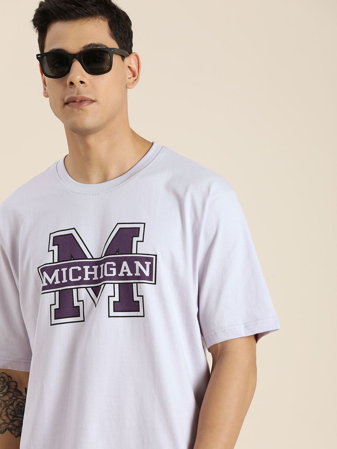 Dillinger Lavender Typographic Oversized T-shirt Roposo Clout