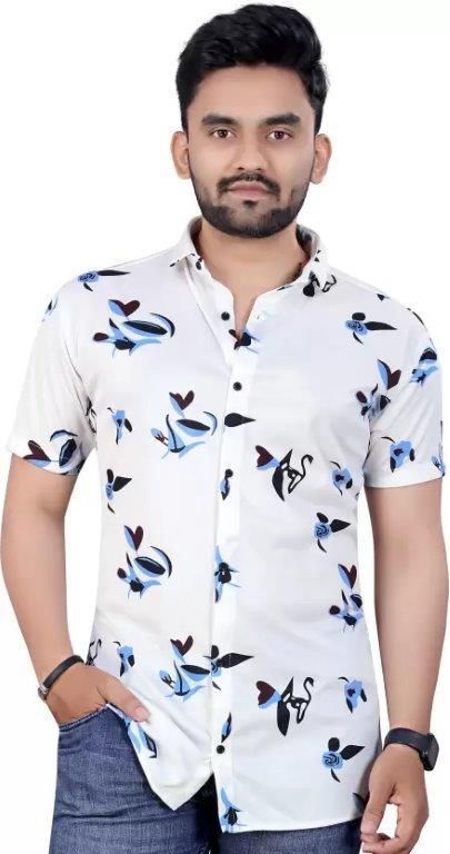 Men's Printed Lycra Half Sleeves Shirt Roposo Clout