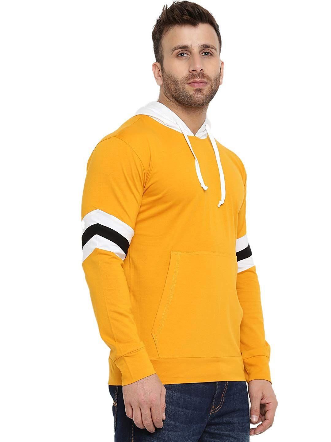 Cotton Solid Full Sleeves Hooded T-Shirt Roposo Clout