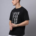 Door 74 Men Black Graphic Printed Pure Cotton Oversized T-Shirt Roposo Clout