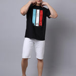 Door 74 Men Black Graphic Printed Pure Cotton Oversized T-Shirt Roposo Clout