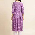 Fabclub Rayon Anarkali Printed Women Kurti (Purple) - shoponez.com