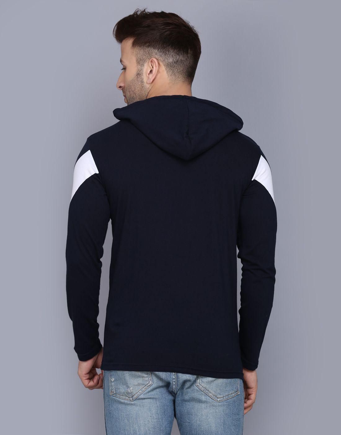 Cotton Color Block Full Sleeves Hooded T-Shirt Roposo Clout