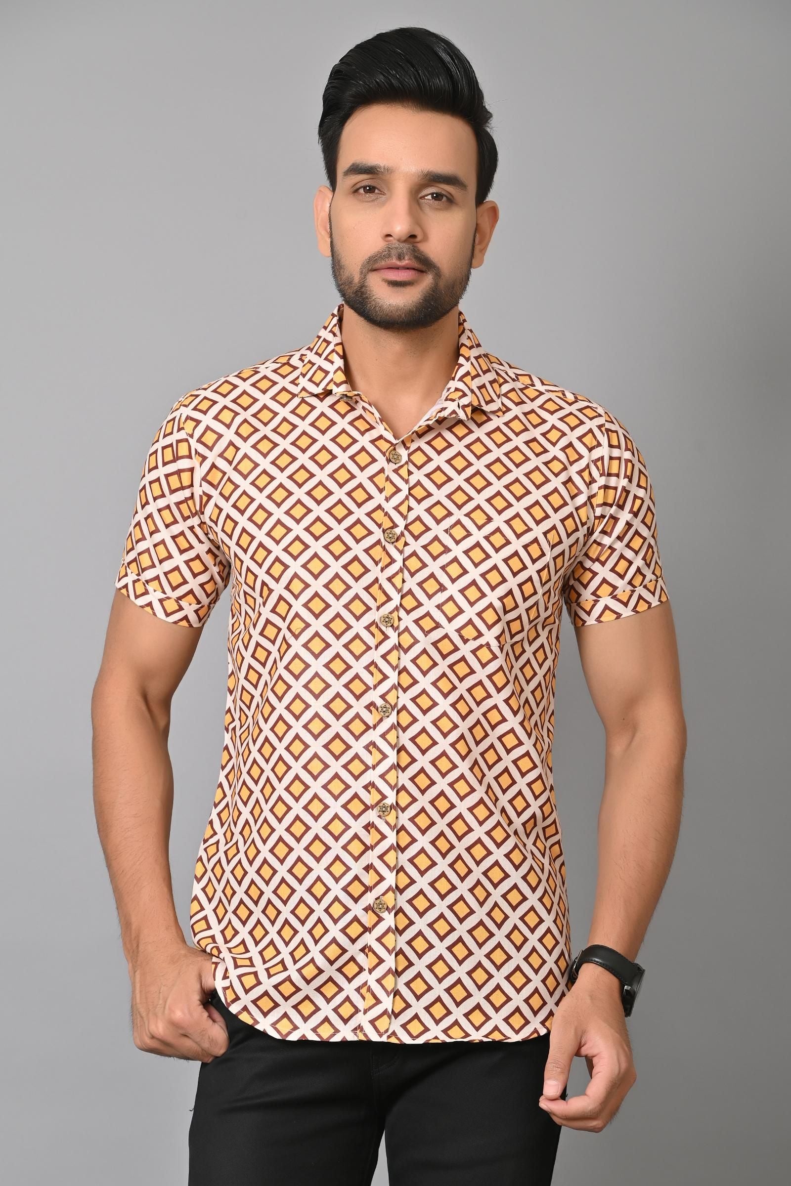 Gasperity Cotton Printed Half Sleeves Mens Casual Shirt Roposo Clout