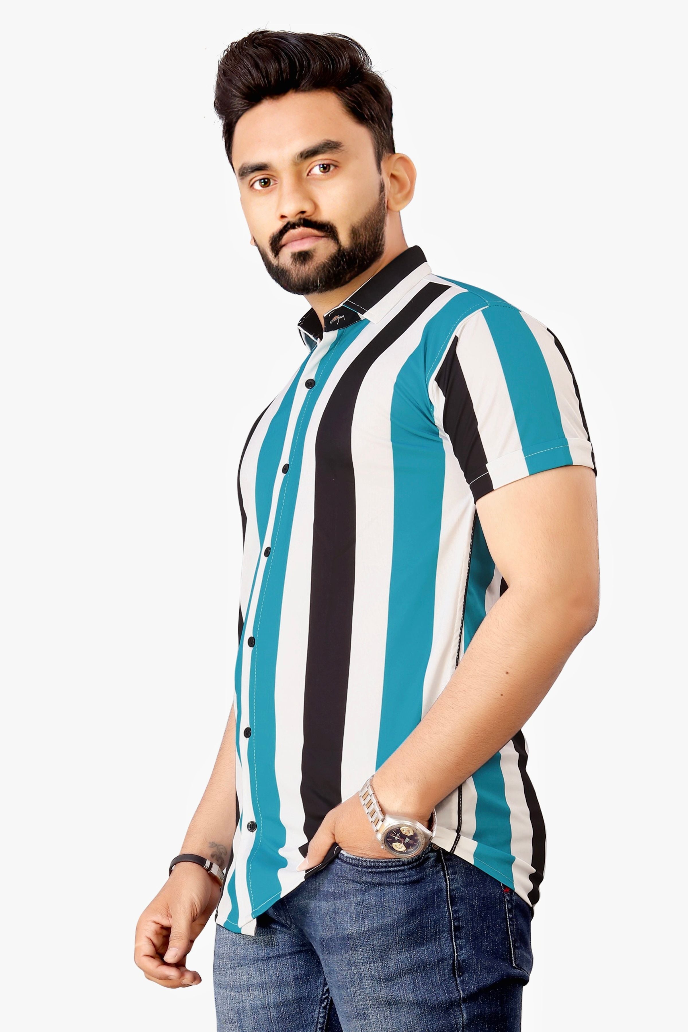 Lycra Printed Men's Shirt Roposo Clout