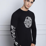 Door 74 Mens Printed Black Color Regular Fit Long Sleeves Tshirt Roposo Clout