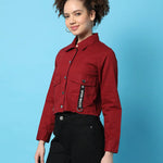 Campus Sutra Womens Cotton Solid Full Sleeve Jacket - shoponez.com