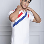 Door 74 Mens Stripe Print White Color Regular Polo Tshirt Roposo Clout