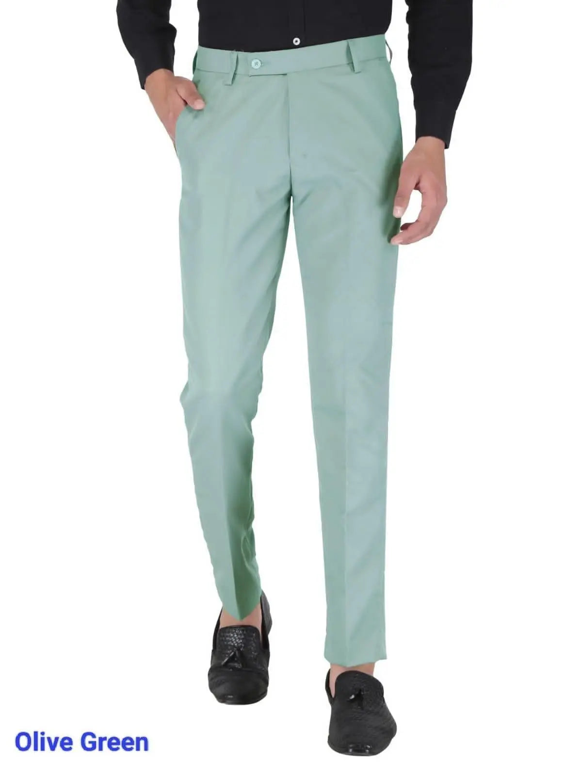 Mens Cotton Stretchable Solid Formal Trouser - shoponez.com