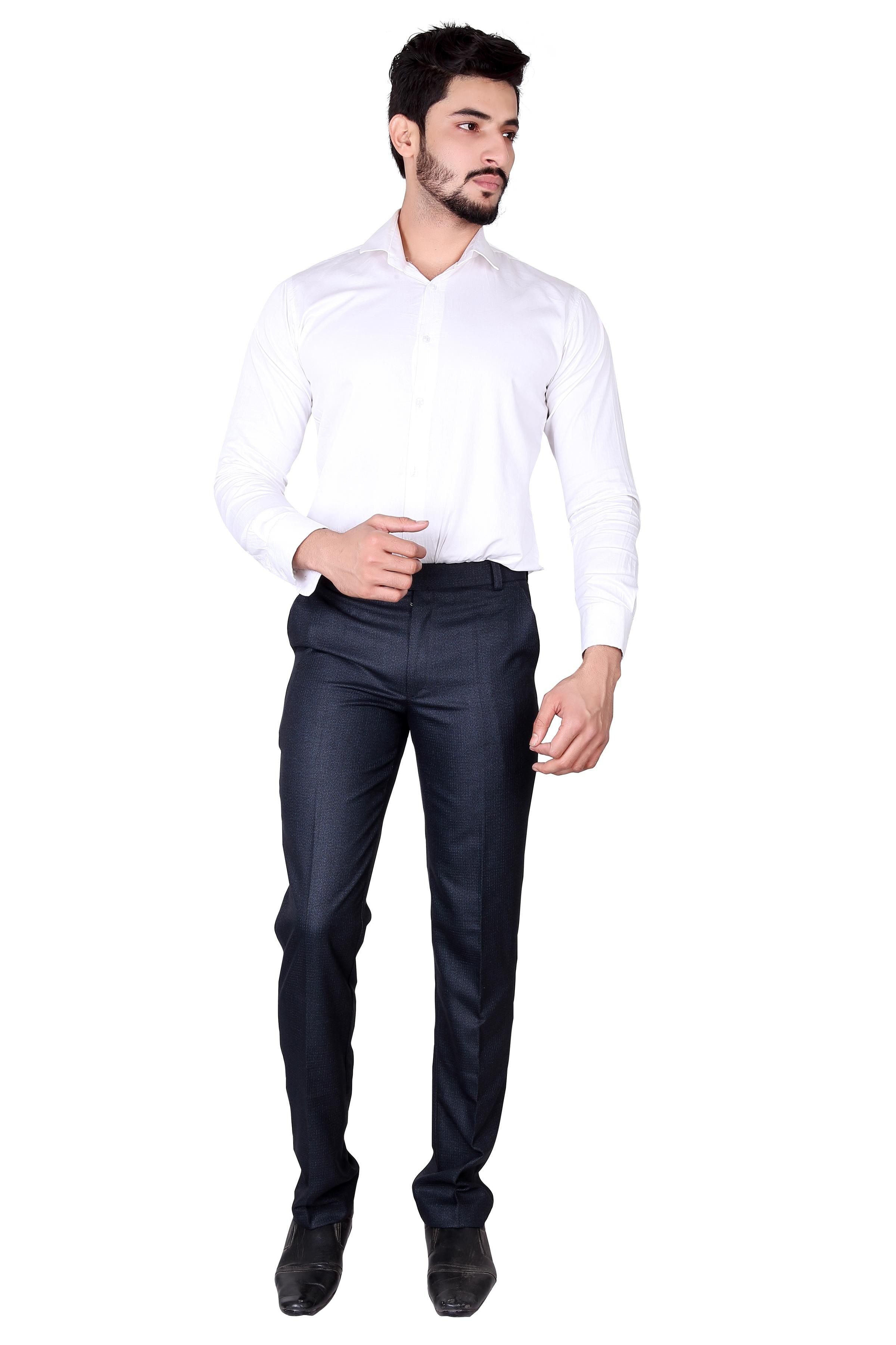 Poly Cotton Solid Slim Fit Formal Trouser Roposo Clout