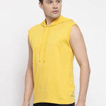 Denzolee Solid Sleeveless Hooded T-Shirt For Men's Roposo Clout