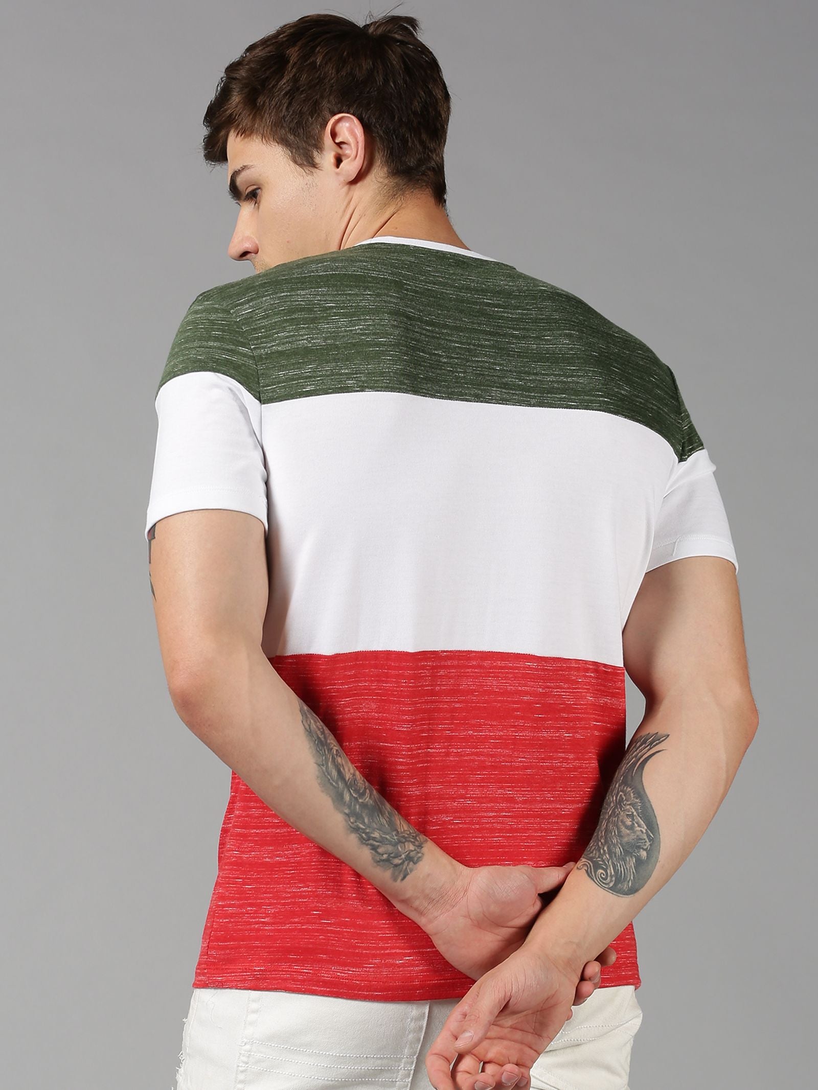 UrGear Cotton Color Block Half Sleeves Mens Round Neck T-Shirt Roposo Clout