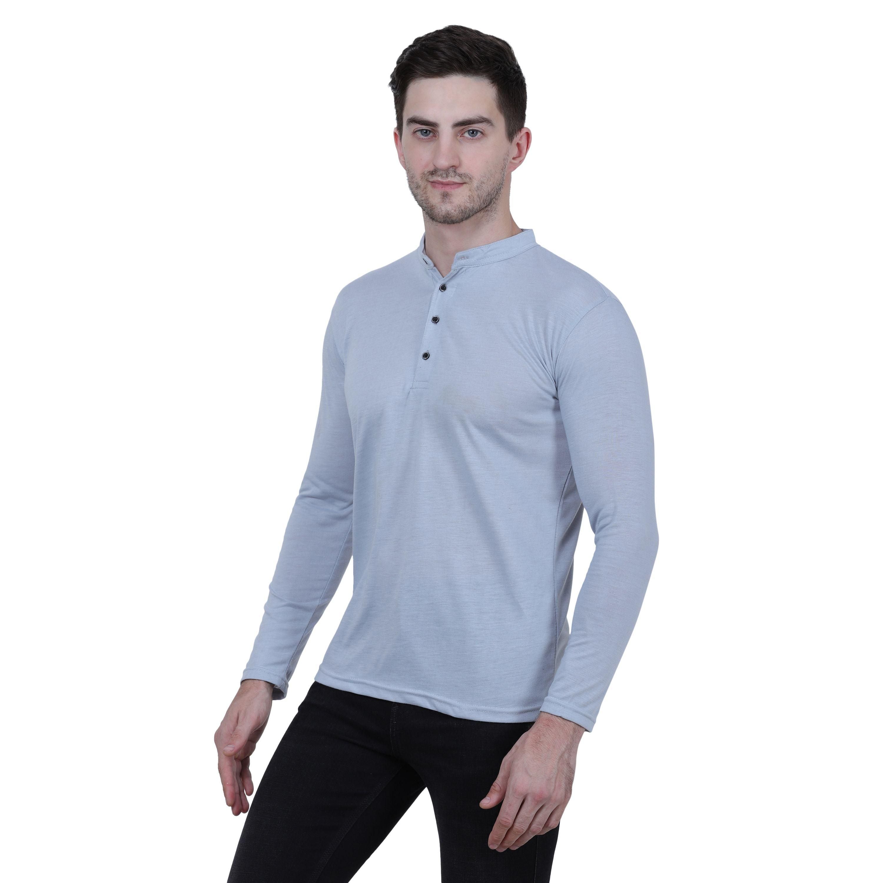 Cotton Blend Solid Full Sleeves T-Shirt Roposo Clout