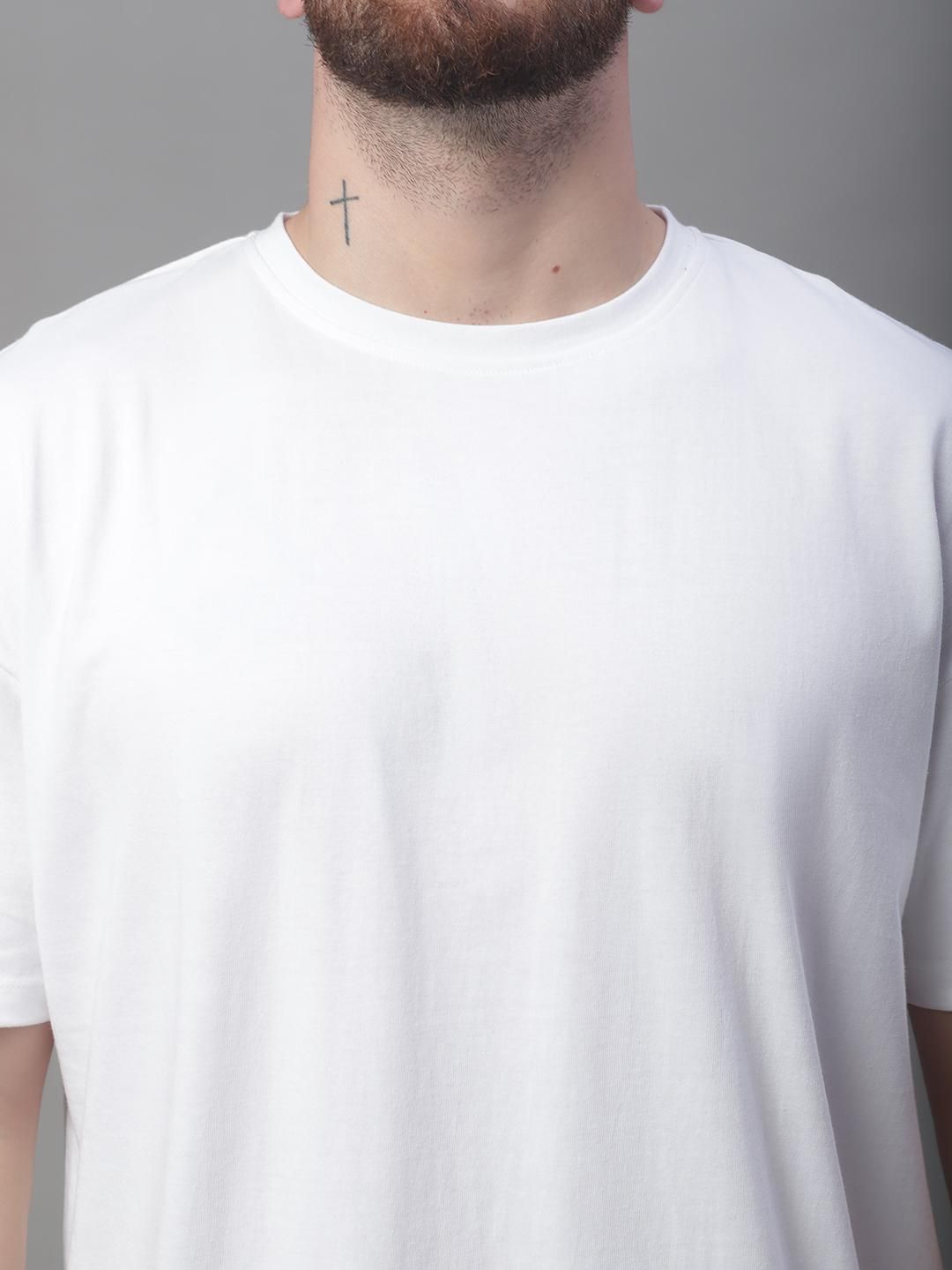 DOOR74 MENS SOLID WHITE COLOR OVERSIZE FIT TSHIRT Roposo Clout