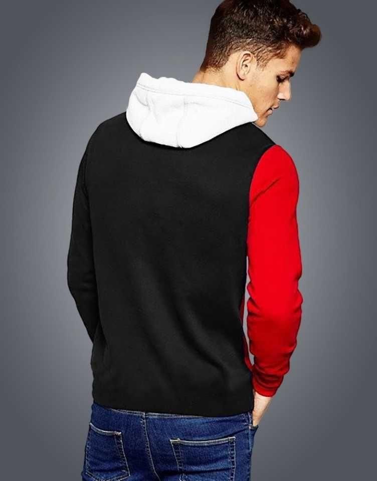 Cotton Blend Color Block Full Sleeves Hooded T-Shirt Roposo Clout