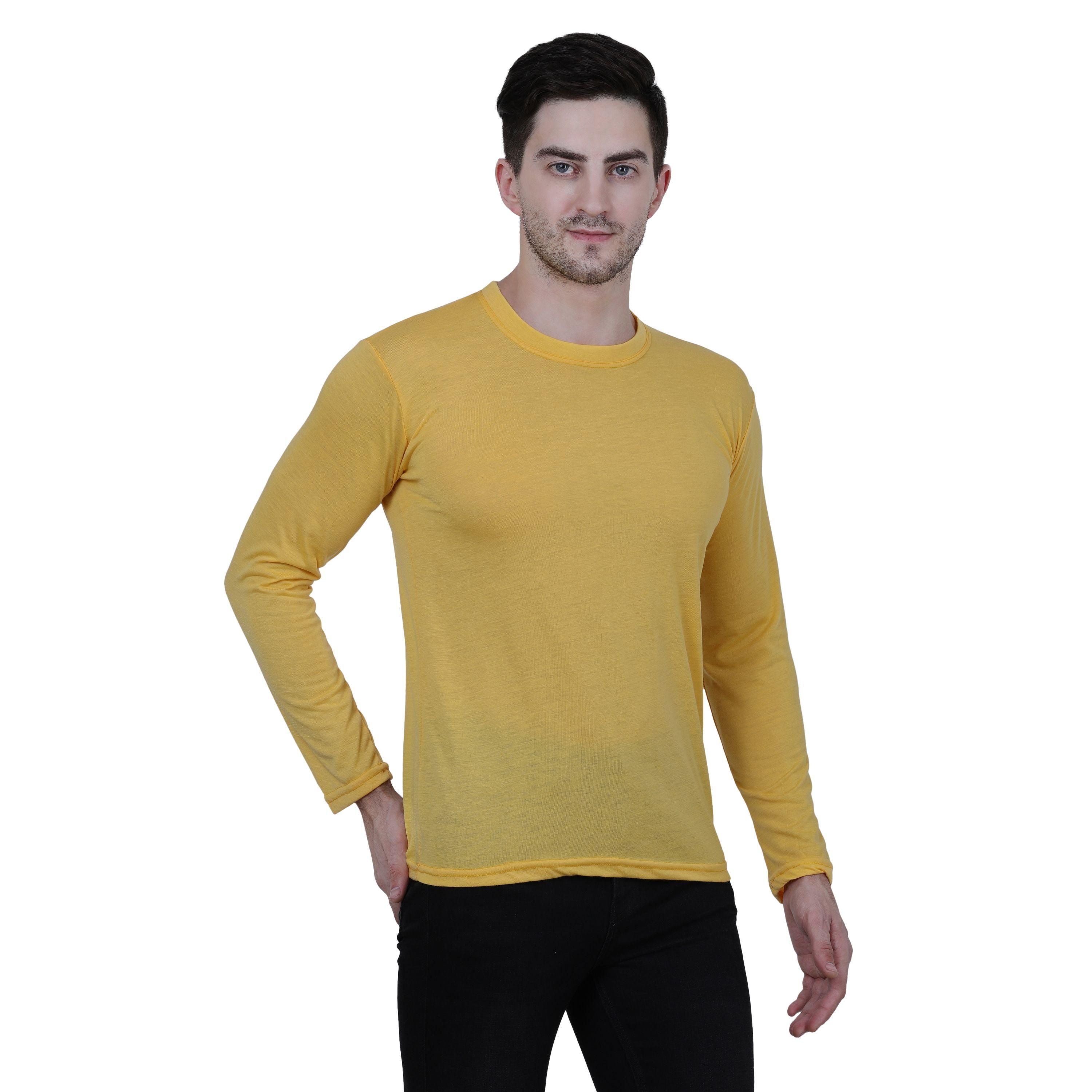 Cotton Blend Solid Full Sleeves T-Shirt Roposo Clout